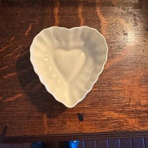 Belleek Heart-Shaped Cream Ceramic Dish